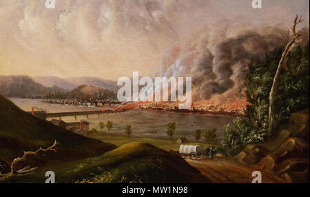 . Inglese: Dettaglio dalla vista del Grande Incendio di Pittsburgh 1846, William Coventry parete (1810-1886) . 11 novembre 2011. dipinto da William Coventry parete, Carnegie Museum of Art (foto di Moira Burke) 651 la soluzione WLA cma vista del Grande Incendio di Pittsburgh 1846 dettaglio Foto Stock