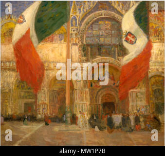. Le bandiere, San Marco, Venezia - Fête giorno . circa 1903 595 le bandiere di San Marco Venezia fete giorno Foto Stock