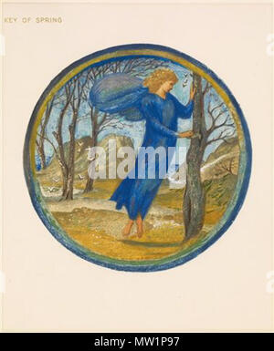 . Inglese: secondo il Birmingham Musei sito 'una pagina dalla edizione facsimile di Burne-Jones' Fiore libro, uno di 38 disegni ad acquerello riprodotto da Henri Piazza et Cie, per la raffinata arte della società, Londra in 1905.' Fiore a cui si fa riferimento è "chiave di primavera " . 1905 595 Il Fiore Prenota - Chiave della molla Foto Stock