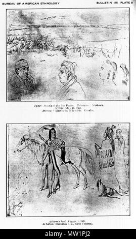 . Inglese: schizzi circa la vita degli indiani e i commercianti di pellicce che hanno abitato i messaggi commerciali delle grandi aziende di pelliccia sul Mississippi e la parte superiore del Missouri fiumi nel West americano dal 1846 al 1852. 1851. Rudolph Friedrich Kurz 596 Il Kurz Sketchbook piastra 8 Foto Stock