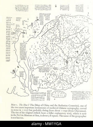 . Inglese: Hua I Gio Mappa di Cina e paesi barbari, uno dei due più importanti monumenti medievali cartografia cinese, scolpiti nella pietra +1137 ma probabilmente risalente circa +1040(da Chavannes)La dimensione dell'originale (che porta il pieno testo esplicativo) che è ora in Pei Lin Museum al Sian, è di circa 3 piedi quadrati. Il nome del geografo non è noto. Il 10 febbraio 2009 (secondo i dati EXIF). Questo file è privo di informazioni sull'autore. 285 Hua ho Thu, mappa della Cina e il contiguo paesi barbari Foto Stock