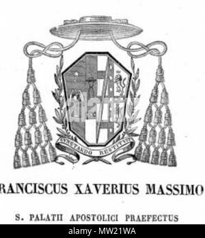 . Deutsch: Wappen Kardinal Francesco Saverio Massimo . 1842. zeitgenössischer Stecher 641 Wappen Kardinal Massimo Foto Stock