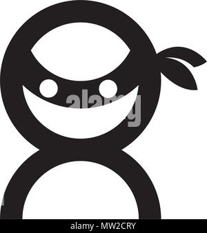Ninja Icona illustrazione vettoriale logo design modello Illustrazione Vettoriale