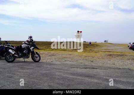 TT i visitatori godere il punto di Ayre, Isola di Man Foto Stock