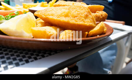 Piastra di seppie fritti tipici della città di Setubal in Portogallo Foto Stock