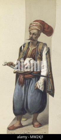 . Bostanji. Turchia, 1820. Attingendo dalla collezione Vinkhuijzen del costume militare illustrazione. prima del 1910. La collezione riunita da H. J. Vinkhuijzen (1843-1910). Vedere: [2] 634 Vinkhuijzen Bostanji 416332 Foto Stock