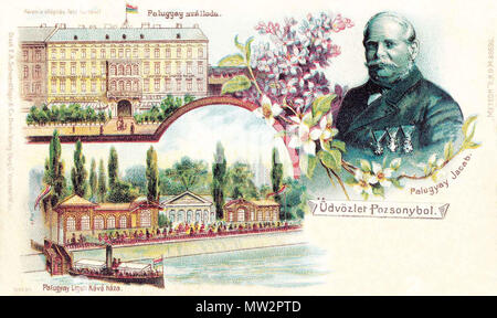 . Français : Carte postale "Bienvenu à Pozsony', en l'honneur de Palugyay Jakab, fin XIXe siècle. 24 aprile 2009, 18:49:57. E.A. Schwerdtfeger & Co Berlin 116 carte postale Pozsony Bratislava Palugyay Foto Stock