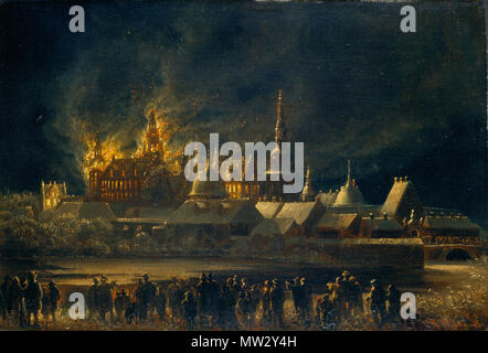 564 Slottet braender 1859 da Ferdinando Richardt Foto Stock