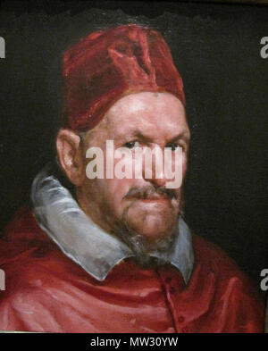 . Español: Parte del retrato del papa Inocencio X, de Diego Velázquez. 671 Inocencio X, Velazquez Foto Stock