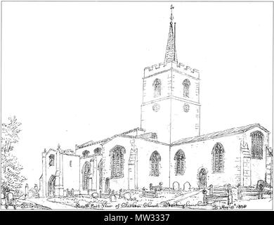 . Chiesa di Santa Maria, Chesham, Buckinghamshire, nel 1838 . 1838. John Buckler 571 St Mary's Chesham 1838 Foto Stock