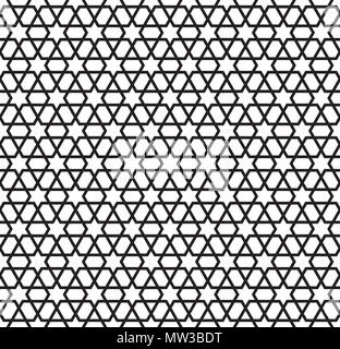 Seamless pattern in bianco e nero in linee di media.basato su arabo di disegni geometrici. Illustrazione Vettoriale