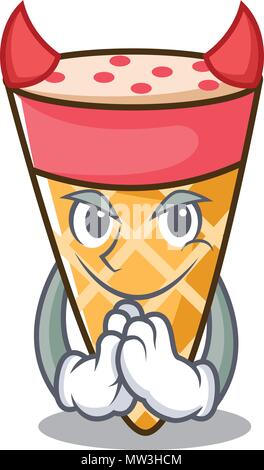 Devil ice cream tone mascotte cartoon Illustrazione Vettoriale
