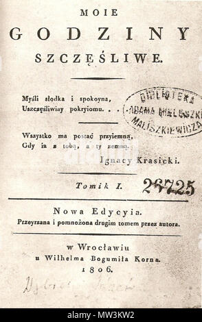 . Inglese: Józef Wybicki, 'Moje godziny szczęśliwe" (1806) . Il 10 novembre 2012, 21:11:40. Józef Wybicki 654 WybickiMojeGodzinySzczesliwe Foto Stock