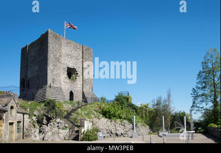 Clitheroe Castle, una rovina norman tenere la Ribble Valley, Lancashire Foto Stock