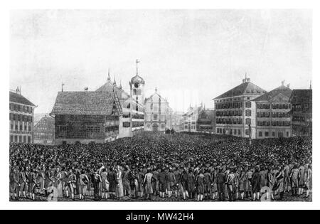 . Inglese: Landsgemeinde in Appenzello Esterno, Svizzera, 1814. dopo il 1814. Sconosciuto 358 Landsgemeinde di Appenzello esterno 1814 Foto Stock