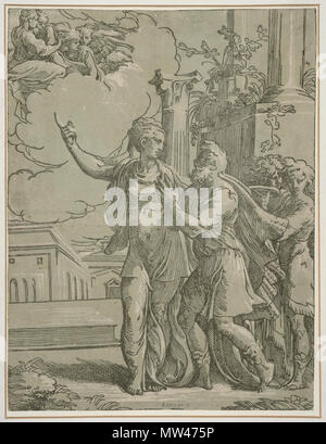 . Français : Antonio da Trento,la Sibylle Tiburtine et Auguste, rotocalcografia en camaïeu de deux planches, vers 1527. Il 30 giugno 2011, 13:19:04. Mathieu Bertola/Musées de la ville de Strasbourg 614 Trento La Sibylle Tiburtine et Auguste Foto Stock
