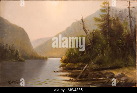 . Inglese: Lago di Echo, dipinto da Nelson Augustus Moore, data precisa sconosciuto (prima del 1902). Olio su tela; 8' x 13'. Attualmente (aprile 2012) in possesso di Jackson Historical Society, fino alla vendita. . Prima di 1902. 424 Moore Lago di eco Foto Stock