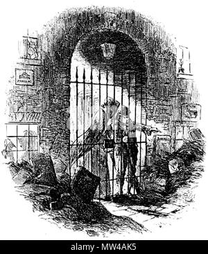 . Inglese: terra consacrata Phiz (Hablot K. Browne) 1853 Attacco 4 1/8 x 4 1/8 pollici su una pagina di 8 7/16 x 5 pollici rivolta p. 123 di Dickens's Bleak House . 6 febbraio 2012, 15:15:04. Hablot Knight Browne 140 terra consacrata Foto Stock