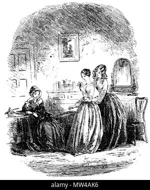 . Inglese: Caddy i fiori (Phiz Hablot K. Browne) 1853 Attacco 4 1/8 x 4 1/8 pollici su una pagina di 8 7/16 x 5 pollici rivolta p. 170 di Dickens's Bleak House . 6 febbraio 2012, 15:15:27. Hablot Knight Browne (Phiz) 107 Caddy di fiori Foto Stock