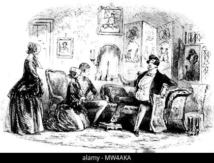 . Inglese: un modello di spostamento dei genitori da "Phiz' (Hablot Knight Browne) per Bleak House, p. 232 (c. 23, "Ester la narrazione dell'). 5 1/2 x 3 3/4 pollici. 6 febbraio 2012, 15:16:00. Hablot Knight Browne (Phiz) 20 un modello di spostamento dei genitori Foto Stock