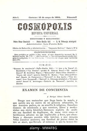 . Español: Prensa Venezolana del siglo XIX: Cosmopolis 1894 . 1894. Sconosciuto 144 Cosmopolis 1894 000 Foto Stock