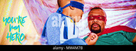 Immagine composita della chiusura del testo blu si sono il mio eroe Foto Stock