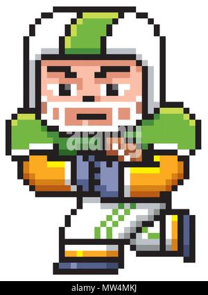 Illustrazione Vettoriale di Cartoon giocatore di football americano - design di Pixel Illustrazione Vettoriale