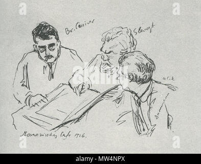 . Deutsch: Zeichnung Emil Orlik: Der Verleger Bruno Cassirer"führt eine rege Diskussion mit Max Slevogt und Bildhauer dem Hans Dammann . 1928. Emil Orlík (1870-1932) nomi alternativi ceco: Emil Orlík Descrizione pittore ceco e litografo Data di nascita e morte 21 Luglio 1870 28 Settembre 1932 Luogo di nascita e morte Praga Berlino competente controllo : Q379150 VIAF: 49390293 ISNI: 0000 0001 0899 3252 ULAN: 500005216 LCCN: N82165925 GND: 118590243 WorldCat 117 CassirerSlevogtDammann Foto Stock