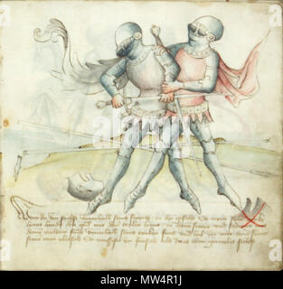 . Inglese: Dal Kunsthistorisches Museum Ms. KK5013, intitolato Gladiatoria dopo l'iscrizione all'inizio della libreria Iagellonica la sig.ra germe.Quart.16 (una copia diversa del manoscritto). 12 settembre 2005, 00:28:40. Anonimo 429 Ms. KK5013 12r Foto Stock