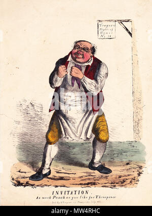 . Inglese: stampa pubblicato da Gabriel Shear Tregear (1802 - 21 febbraio 1841). Questa illustrazione è di pubblico dominio perché l'artista morì più di cento anni fa. 672 Invito a tanto Punch come ti piace per Threepence - Voli Tregears dell'umorismo 18 Foto Stock