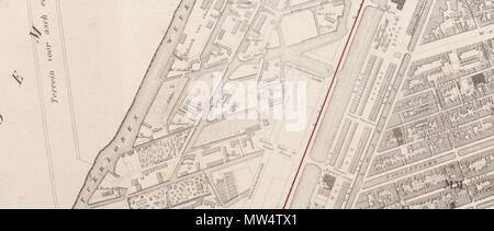 . Nederlands: Dettaglio van de stadsplattegrond van Arend Jan van der Stok uit 1881, met daarop een deel van de Zaagmolenbuurt, waarop de contouren van de latere Frederik Hendrikbuurt reeds zichtbaar zijn. 1 novembre 2014, 13:27:30. Arend Jan van der Stok Suor (1817-1887) 161 Dettaglio van de kaart van AJ van der Stok 1881 Foto Stock