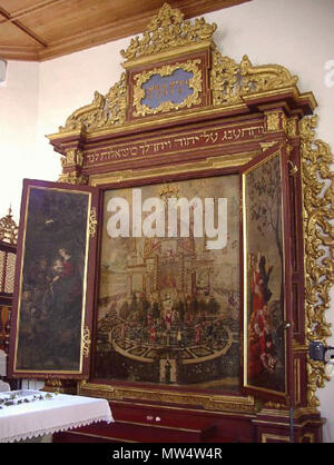 . Kabbalistische Lehrtafel in Bad Teinach . Deutsch: In der evangelischen Dreifaltigkeitskirche in Bad Teinach befindet sich ein besonderes Kunstwerk aus dem 17. Jahrhundert. Es ist die sogenannte kabbalistische Lehrtafel der Prinzessin Antonia von Württemberg. Aus allen Teilen der Welt kommen Gruppen und einzelne Besucher, um diesen großen Schrein im Altarraum der Kirche zu bewundern und sich tiefer in die hier dargestellten bildhaft Zusammenhänge der Heiligen Schrift einführen zu lassen. . Xvii secolo ; 2012-10-10. Teinachtal-Touristik 331 Kabbalistische Lehrtafel in Bad Teinach Foto Stock