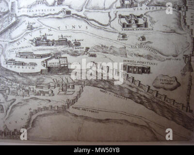 . Inglese: 1561 Ligorio Roma Mappa . 22 maggio 2012. Bogen, Thürlemann 5 1561 Ligorio Rom Ausschnitt piano Foto Stock