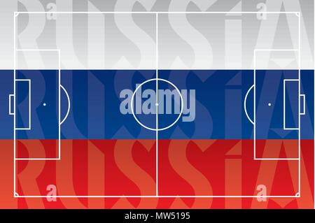 Bandiera della Russia con campo di calcio Illustrazione Vettoriale