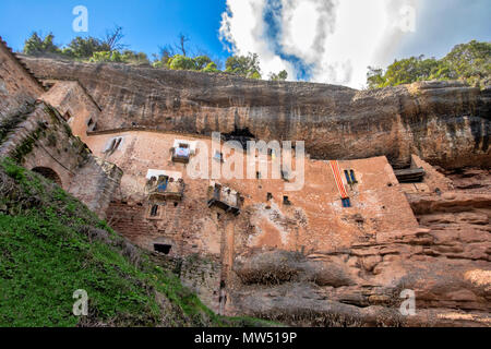 Spagna, Provincia di Barcellona, Mura Città, Puig de la Bauma , casa medioevale Foto Stock