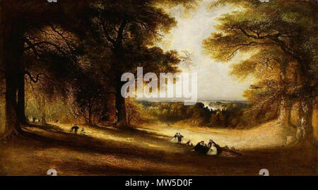 . Inglese: Martin, John; orizzontale: vista in Richmond Park; il Fitzwilliam Museum; olio su carta, 50,8 x 91,5 cm . 1850. John Martin (1789-1854) nomi alternativi John Martin ho; Giovanni, mi Martin; J. Martin; Martin Descrizione inglese pittore e incisore, Data di nascita e morte 19 Luglio 1789 17 febbraio 1854 Luogo di nascita e morte Haydon Bridge Douglas posizione Lavoro Inghilterra competente controllo : Q937096 VIAF: 92133015 ISNI: 0000 0000 8164 7113 ULAN: 500023063 LCCN: N50040933 WGA: MARTIN, Giovanni WorldCat 631 vista in Richmond Park, John Martin, 1850 Foto Stock