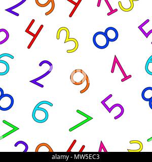 Modello senza giunture per bambini costituito da multi-numeri colorati. Illustrazione Vettoriale