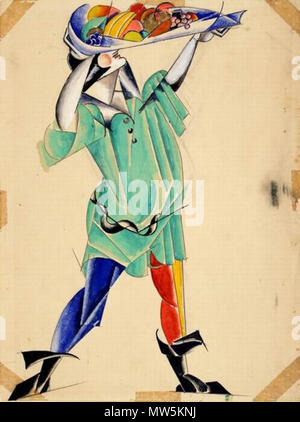 . Попова Л.С. Эскиз костюма 'Слуга с блюдом' к спектаклю 'Ромео и Джульетта' по трагедии у.Шекспира. Камерный театр, Москва. 1920 . 1920. Попова Л.С. 528 Romeo e Giulietta di L. Popova 01 Foto Stock