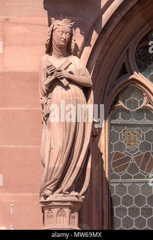 Basilea, Münster (Basler Münster), Westfassade, Kaiserin Kunigunde, um 1280/1285 Foto Stock