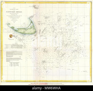 . (A n. 11) Diagramma preliminare di Nantucket Shoals Massachusetts. Inglese: questa bella e importante mare grafico o la mappa mostra le acque che immediatamente circondano l'isola di Nantucket, Massachusetts, compresi Davis' Shoal, Old South Shoal e altri. Raro, altamente significativa e spesso underappreciated, questa mappa 1854 rivela una tappa importante per la creazione di grafici delle barene off Nantucket. Anche se le acque imprevedibili off Nantucket sono state a lungo una nemesi di navi a vela sulle importanti di Londra - New York i percorsi di spedizione, non erano mai stati adeguatamente inseriti. Le dure condizioni, ho Foto Stock