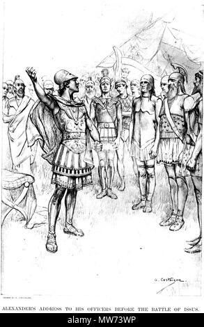 35 Alexander affronta il suo ufficiali prima della battaglia di Isso da Andre Castaigne (1898-1899) Foto Stock