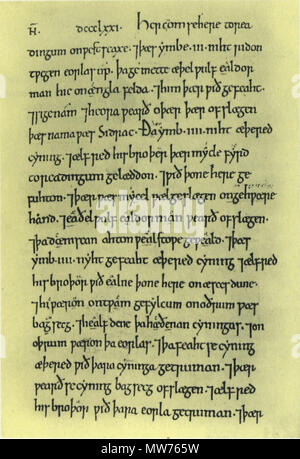 . Inglese: una pagina dal manoscritto C della en:Cronaca anglosassone. Esso mostra la voce per l'anno 871. British Library di Cotone B di Tiberio i. Français : Pagina du manuscrit C de la fr:Chronique anglo-saxonne, montrant l'entrée pour l'année 871. . 46 sconosciuto cronaca anglosassone - C - 871 Foto Stock