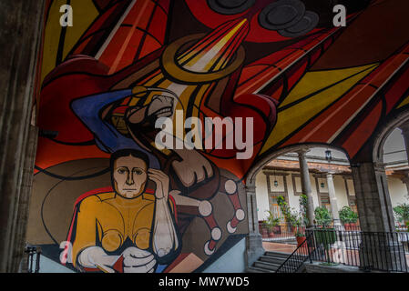 Murale Patricios 'y' Patricidas da David Alfaro Siqueiros, Ministero dell'istruzione Edificio, Città del Messico, Messico Foto Stock