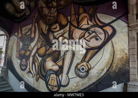 Murale Patricios 'y' Patricidas da David Alfaro Siqueiros, Ministero dell'istruzione Edificio, Città del Messico, Messico Foto Stock