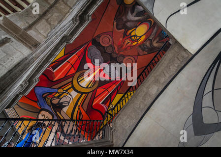 Murale Patricios 'y' Patricidas da David Alfaro Siqueiros, Ministero dell'istruzione Edificio, Città del Messico, Messico Foto Stock