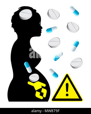 Effetti negativi dei farmaci presi durante la gravidanza sullo sviluppo globale del nascituro Foto Stock