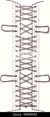 . Inglese: il petto deve essere da 5 a 10 cm (2 " a 4 ") più grande in circonferenza quando la vita è serrato, quindi è bene avere due posti per regolare il corsetto. circa 1935. Unknown 67 torna pizzo Corsetto Foto Stock