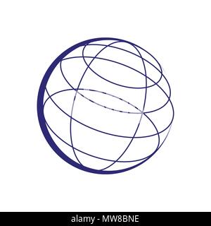 Sfera Globe linee immaginarie simbolo Vector Graphic Logo Design Illustrazione Vettoriale