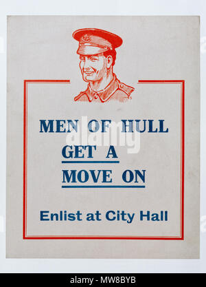 Un British prima guerra mondiale poster chiamando per volontari in Hull per partecipare Foto Stock