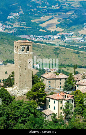 Torre Civica di San Leo, Emilia Romagna, Italia Foto Stock